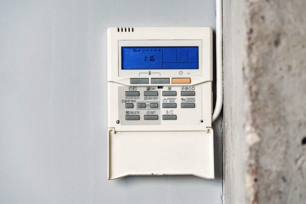 Home security alarm system remote control on the wall